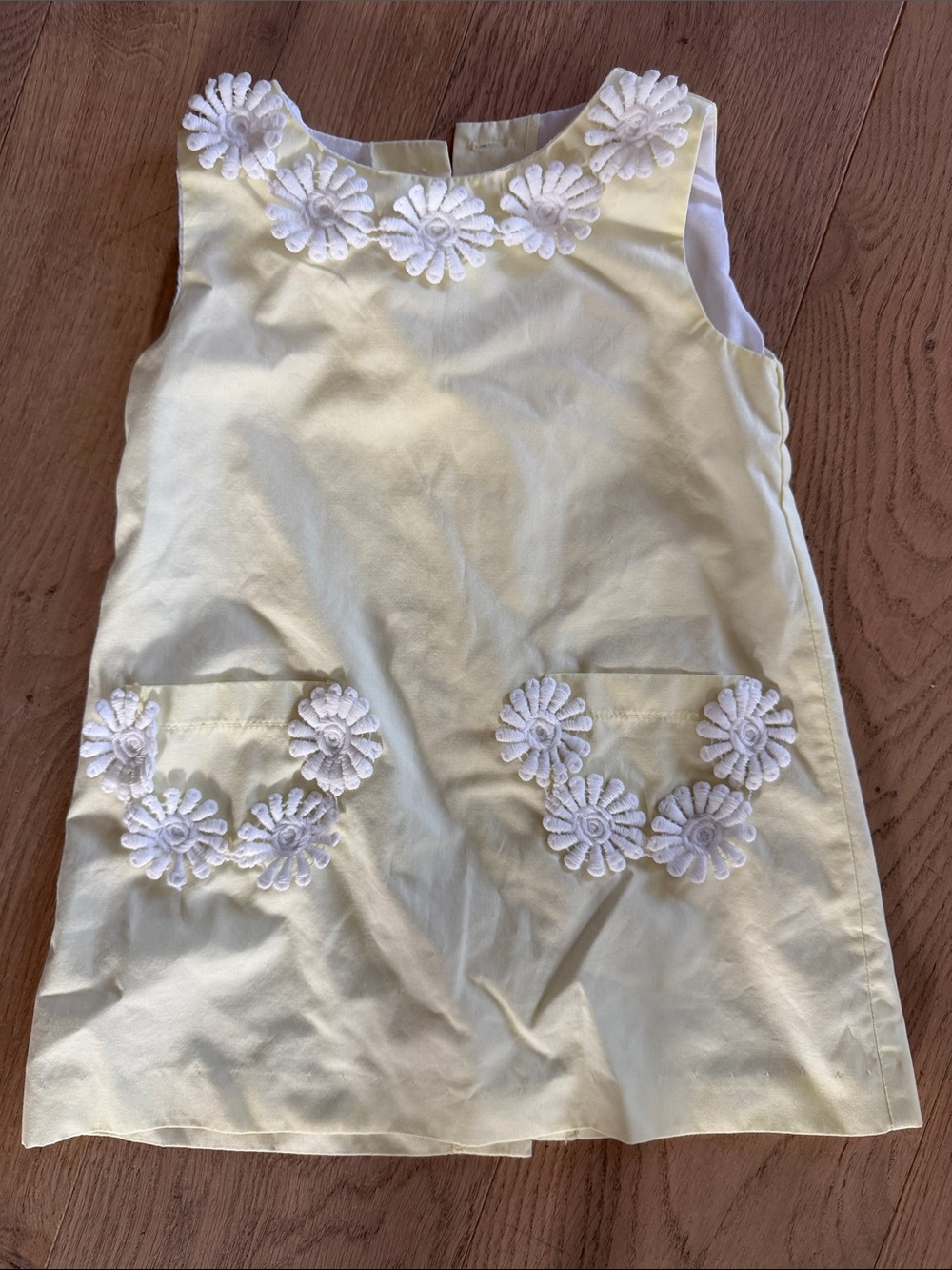 The Beaufort Bonnet Company Yellow Dress with White Floral Appliqué